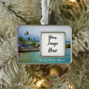Kailua Kona Pier, Hawaii-Insel-Fotografie Rahmen-Ornament Silber