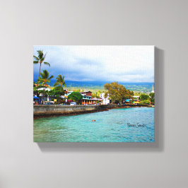 Kailua Kona Pier Hawaii Oil Paint Digital Art Leinwanddruck