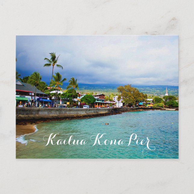 Kailua Kona Pier Hawaii Oil Paint Digital Art Postkarte (Vorderseite)