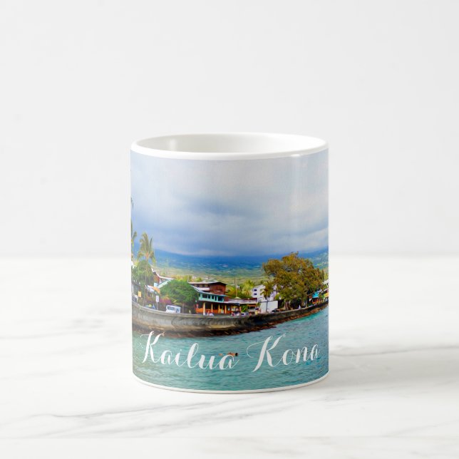 Kailua Kona Pier Hawaii Öl Paint Digital Art Kaffeetasse (Mittel)