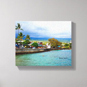 Kailua Kona Pier-Hawaii-Ölfarbe-Digital-Kunst Leinwanddruck