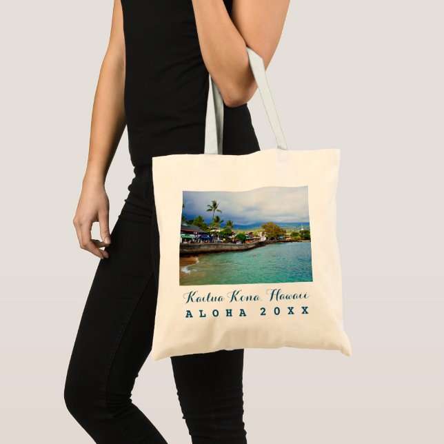 Kailua Kona Pier-Hawaii-Ölfarbe-Kunst-Reise-Jahr Tragetasche (Vorderseite (Produkt))