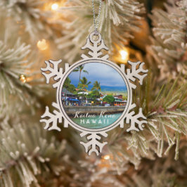 Kailua Kona Pier Hawaii Tropical Schneeflocken Zinn-Ornament