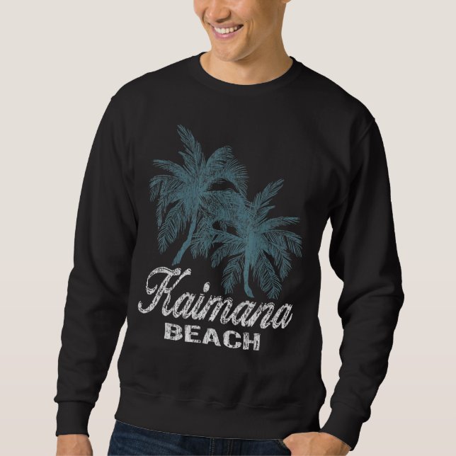 Kaimana Beach Hawaii zwei große Palmen Sweatshirt (Vorderseite)