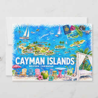 Kaimaninseln Illustrierte Reisekarte Postkarte