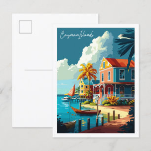 Kaimaninseln Vintage-Reiseillustration Postkarte