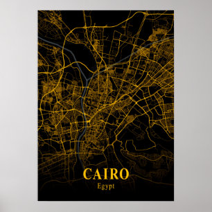 Kairo - Ägypten Gold City Karte Poster