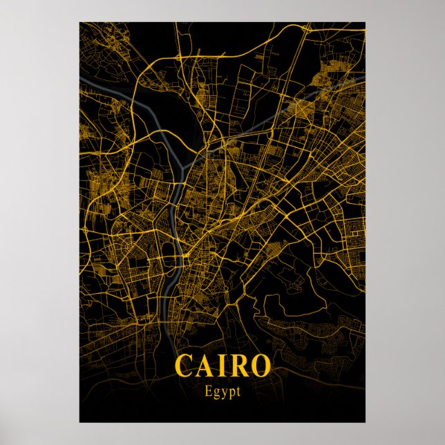 Kairo - Ägypten Gold City Karte Poster (Vorne)