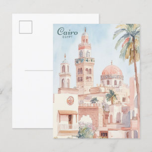 Kairo Ägypten Gouache-Malerei-Illustration Reise Postkarte