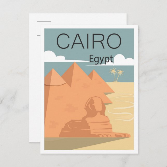 Kairo Ägypten Kunst-Vintage Reise Postkarte (Vorne/Hinten)