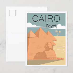 Kairo Ägypten Kunst Vintage Reiseillustration Postkarte