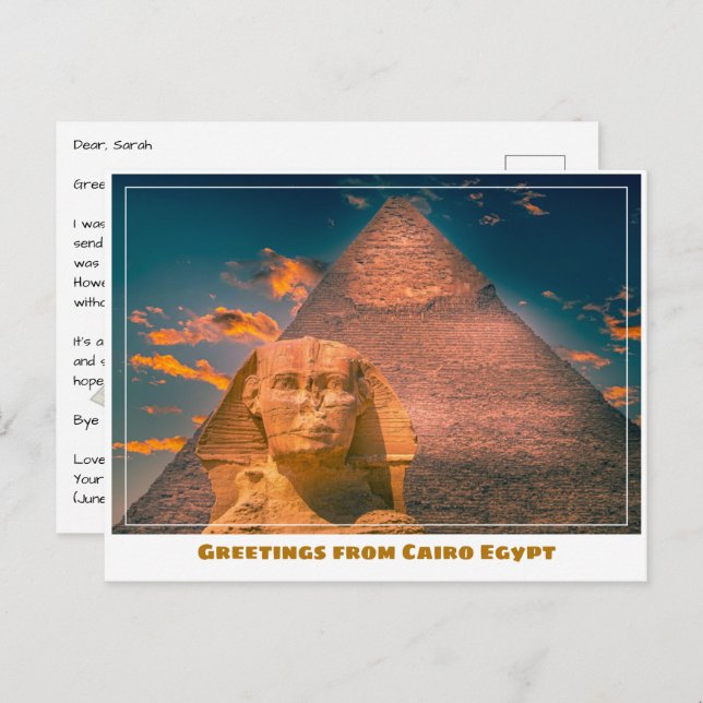 Kairo Ägypten mit Sphinx Postkarte (Vorne/Hinten)