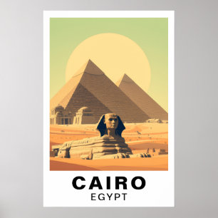 Kairo Ägypten Pyramiden & Sphinx Reise Vintage Kun Poster