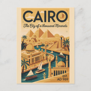 Kairo Ägypten Retro-Reiseposter-Kunst drucken Postkarte