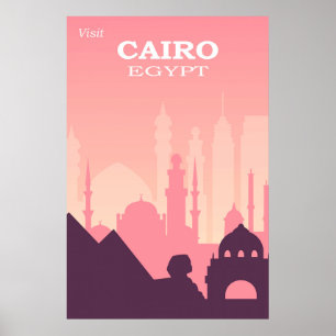 Kairo Ägypten Rosa Vintage Reise Poster