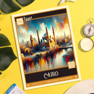 Kairo, Ägypten Vintage-Gemälde Postkarte