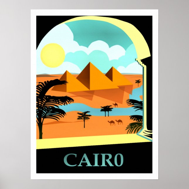 Kairo, Ägypten Vintage Reiseplakat Poster (Vorne)
