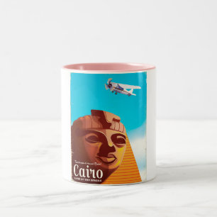 Kairo Ägypten Vintage-Reiseplakat Zweifarbige Tasse