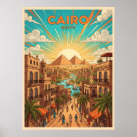 Kairo Ägypten Vintage-Reisepostkarte mit Pyramiden
