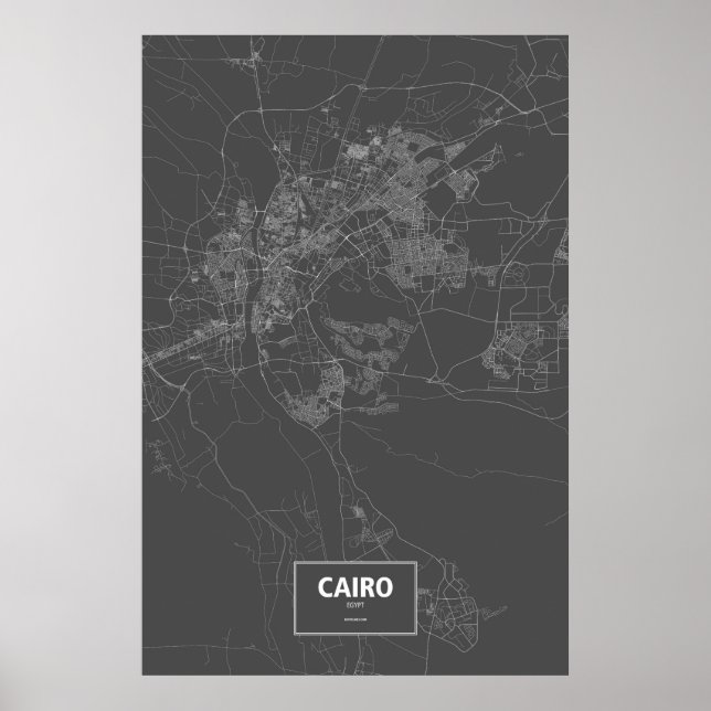 Kairo, Ägypten (weiß auf Schwarzem) Poster (Vorne)
