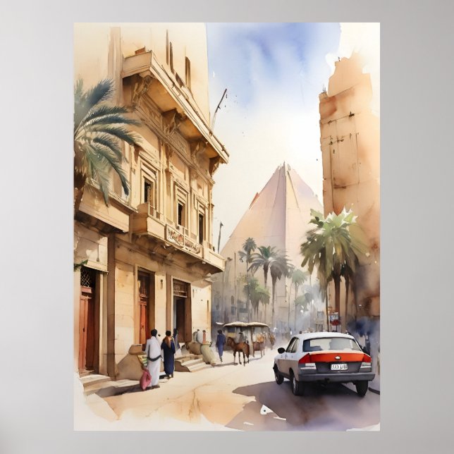 Kairo Aquarell Poster (Vorne)