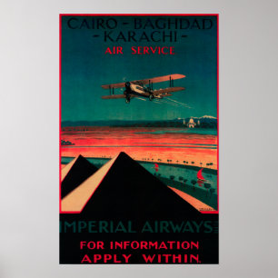 Kairo - Bagdad - Karachi Air Vintage Poster