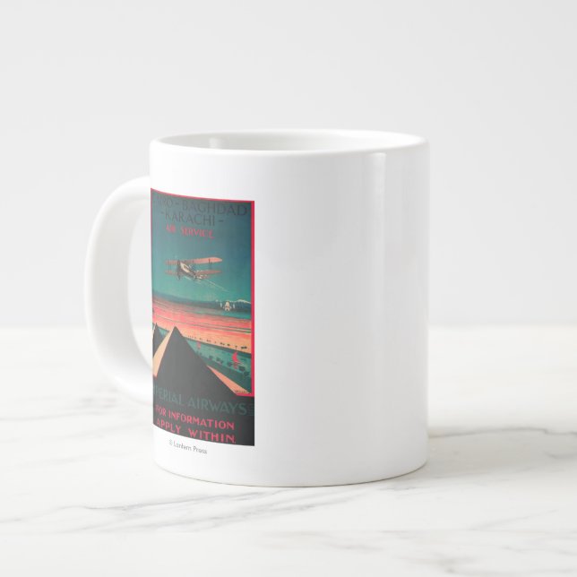 Kairo - Bagdad - Karachi Air Vintage Poster Jumbo-Tasse (Vorderseite Links)