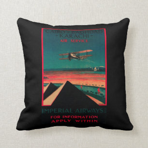 Kairo - Bagdad - Karachi Air Vintage Poster Kissen