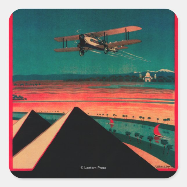 Kairo - Bagdad - Karachi Air Vintage Poster Quadratischer Aufkleber (Vorderseite)