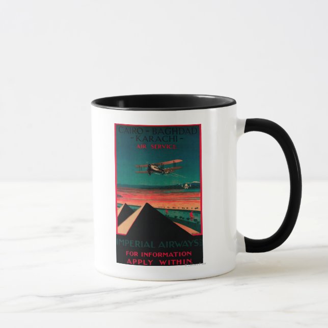 Kairo - Bagdad - Karachi Air Vintage Poster Tasse (Rechts)