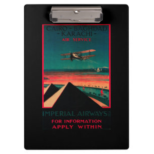 Kairo - Bagdad - Karachi Luftfahrt Vintage Poster Klemmbrett