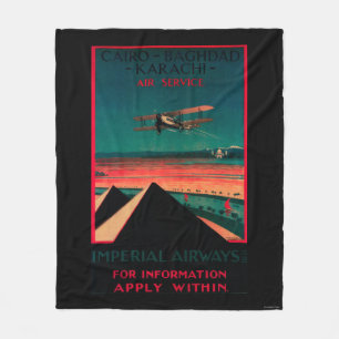 Kairo- - Bagdad- - Karatschi-Luft-Vintages Plakat Fleecedecke