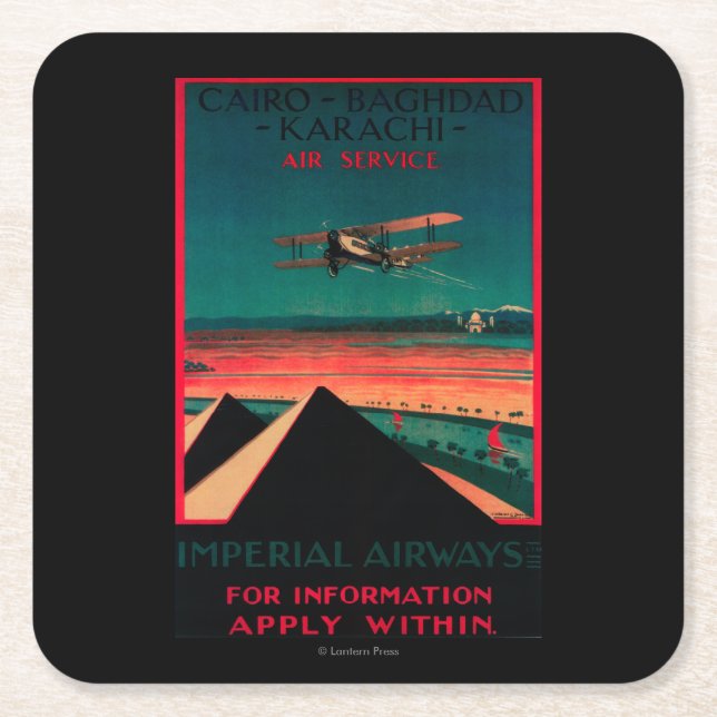 Kairo- - Bagdad- - Karatschi-Luft-Vintages Plakat Rechteckiger Pappuntersetzer (Vorderseite)