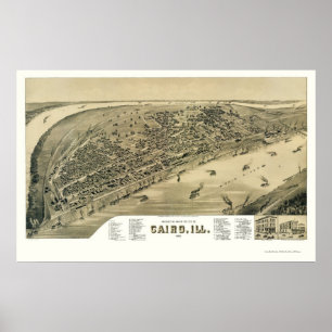 Kairo, IL Panorama Karte - 1888 Poster