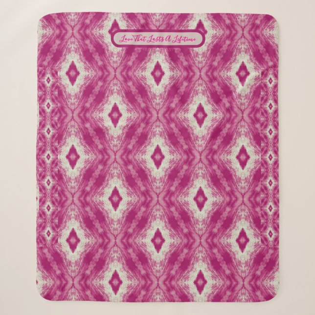 Kairo-Muster in Weiß und Rosa Sherpadecke (Vorderseite)