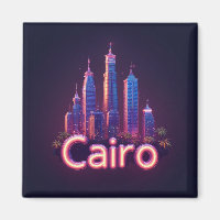 Kairo Neon-Skyline mit modernen Hochhäuser