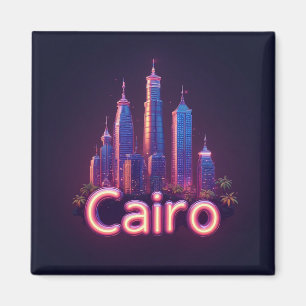 Kairo Neon-Skyline mit modernen Hochhäusern Magnet