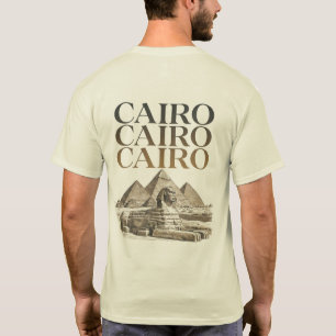 Kairo Vintage Pyramide & Sphinx Grafik T-Shirt