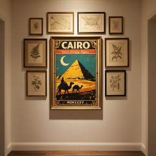 Kairo Vintage Reiseplakat – Retro Ägypten Pyramide Poster