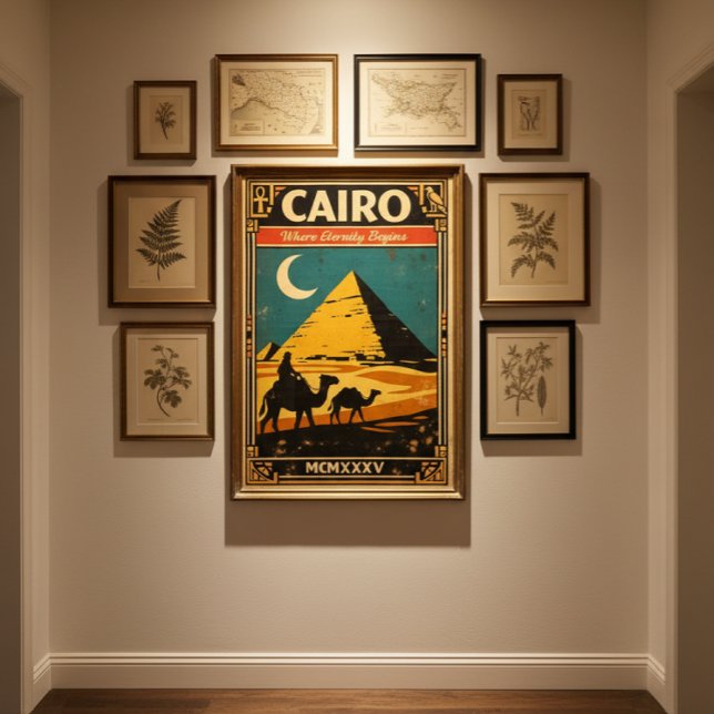 Kairo Vintage Reiseplakat – Retro Ägypten Pyramide Poster (Ancient wonders, modern walls )