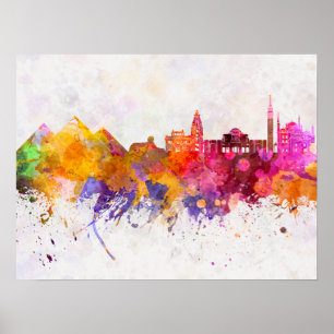 Kairoer Skyline im Aquarellfarben Poster