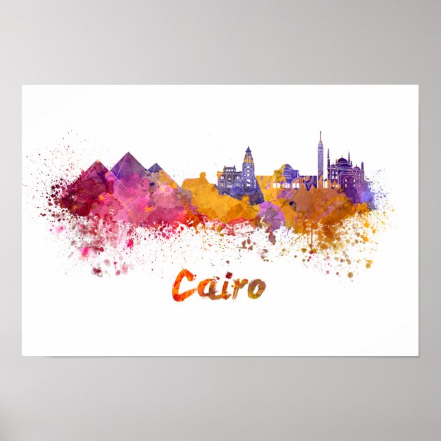 Kairoer Skyline im Wasser Poster (Vorne)