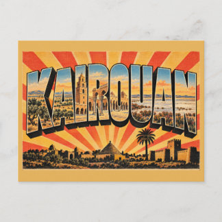 Kairouan Große Moschee Steppe Vintage Reise Kunst Postkarte