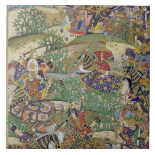 Kaiser Akbar (r.1556-1605) am Kampf von Samal Fliese