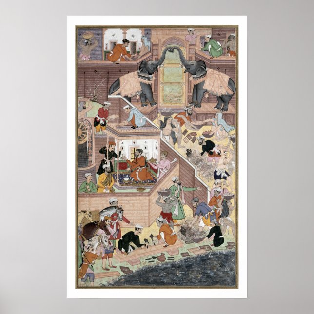 Kaiser Akbar (r.1556-1605), Prüfung des Gebäudes Poster (Vorne)