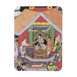 Kaiser Akbar (r.1556-1605) unterhalten von seinen  Magnet