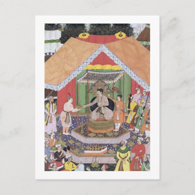 Kaiser Akbar (r.1556-1605) unterhalten von seinen  Postkarte (Vorderseite)