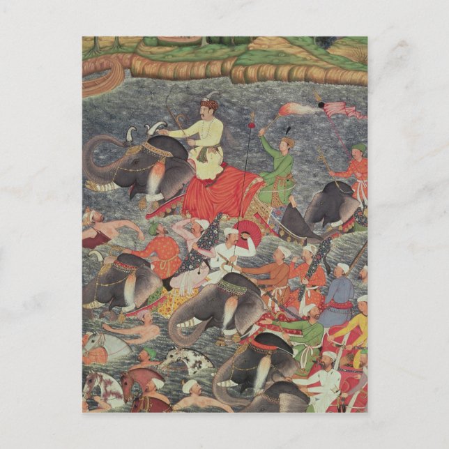 Kaiser Akbar überquert den Ganges Postkarte (Vorderseite)