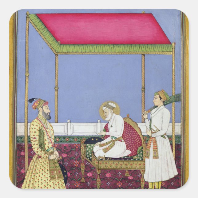 Kaiser Aurangzeb im Alter Quadratischer Aufkleber (Vorderseite)