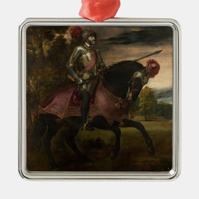 Kaiser Charles V. auf Horseback (von Tizian) Ornament Aus Metall (Vorne)
